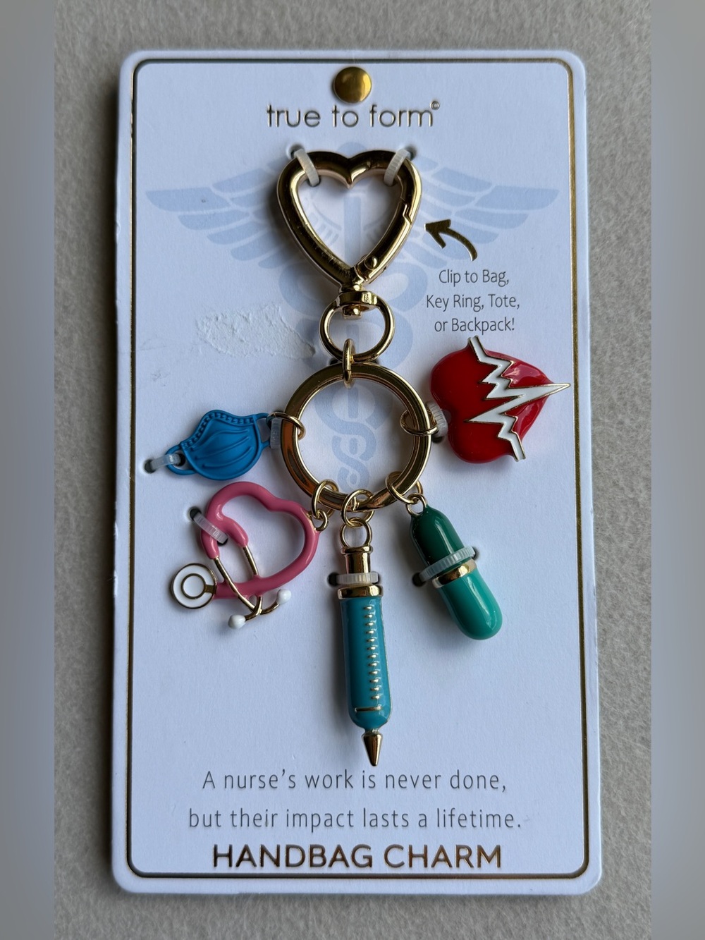 True to Form Nurse Handbag Charm Keychain – Graduation Gift, Nurse Gift, Healthc - Picture 2 of 3